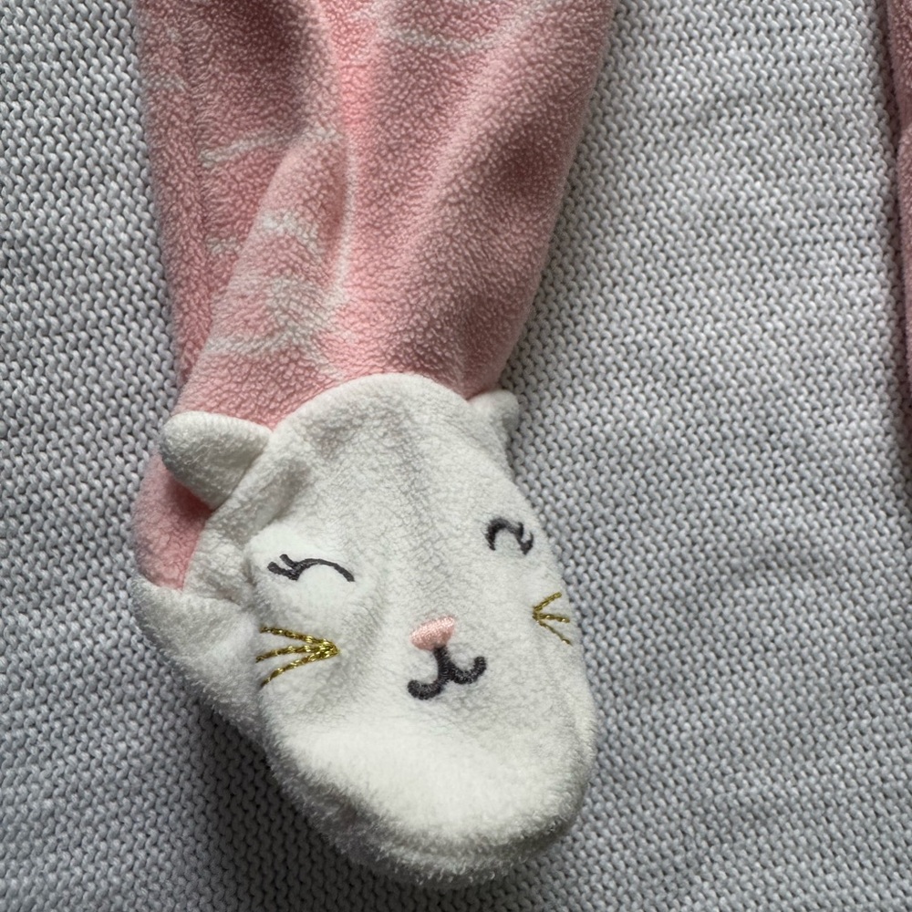 Cozy Pink Cat Fleece Kids One Piece Carters Pajama 9 months - Picture 8 of 8